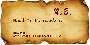 Madár Barnabás névjegykártya