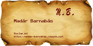 Madár Barnabás névjegykártya